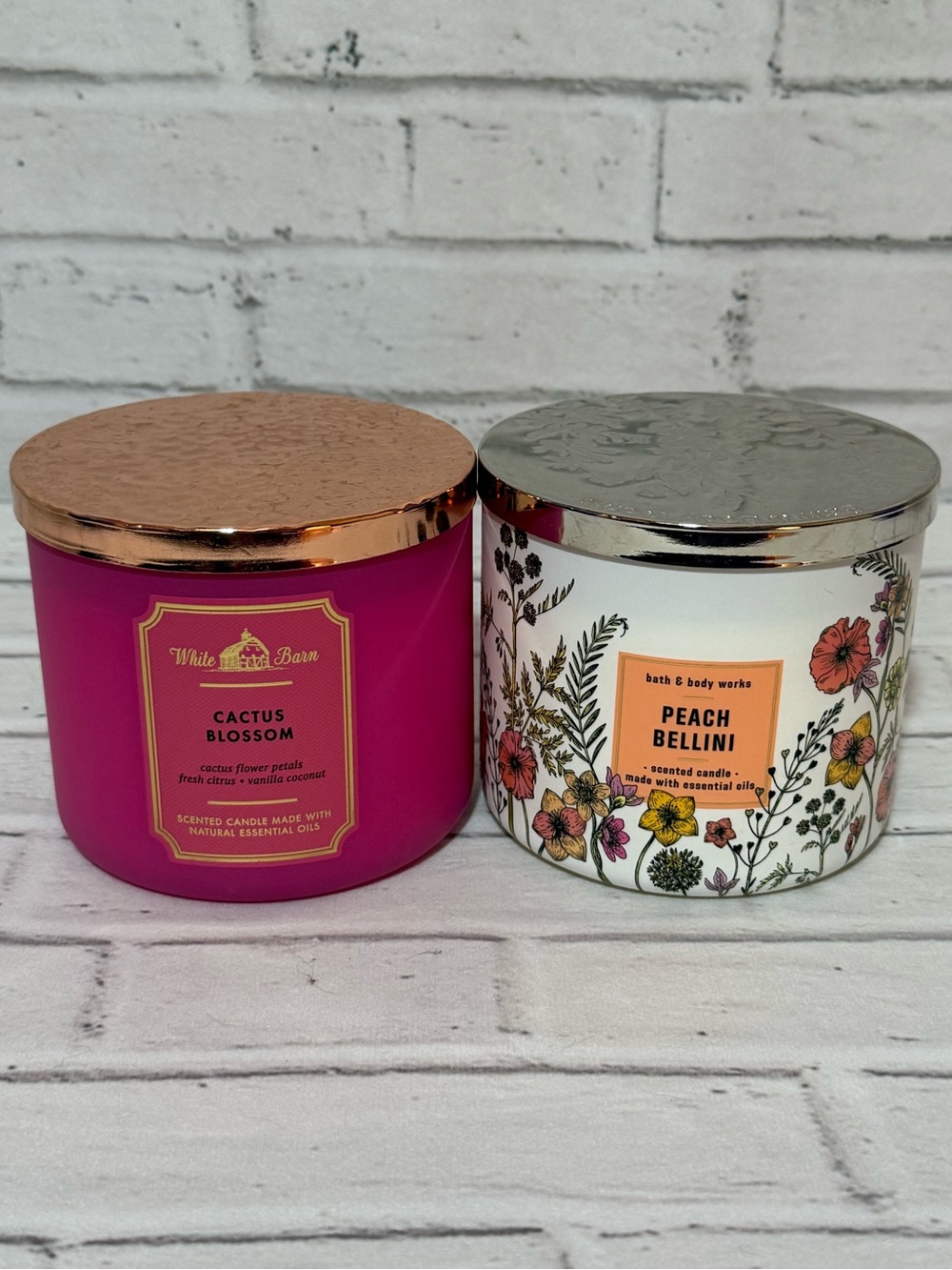 NEW Bundle of 2 Bath & Body Works Candles, Peach Bellini, Cactus Blossom
